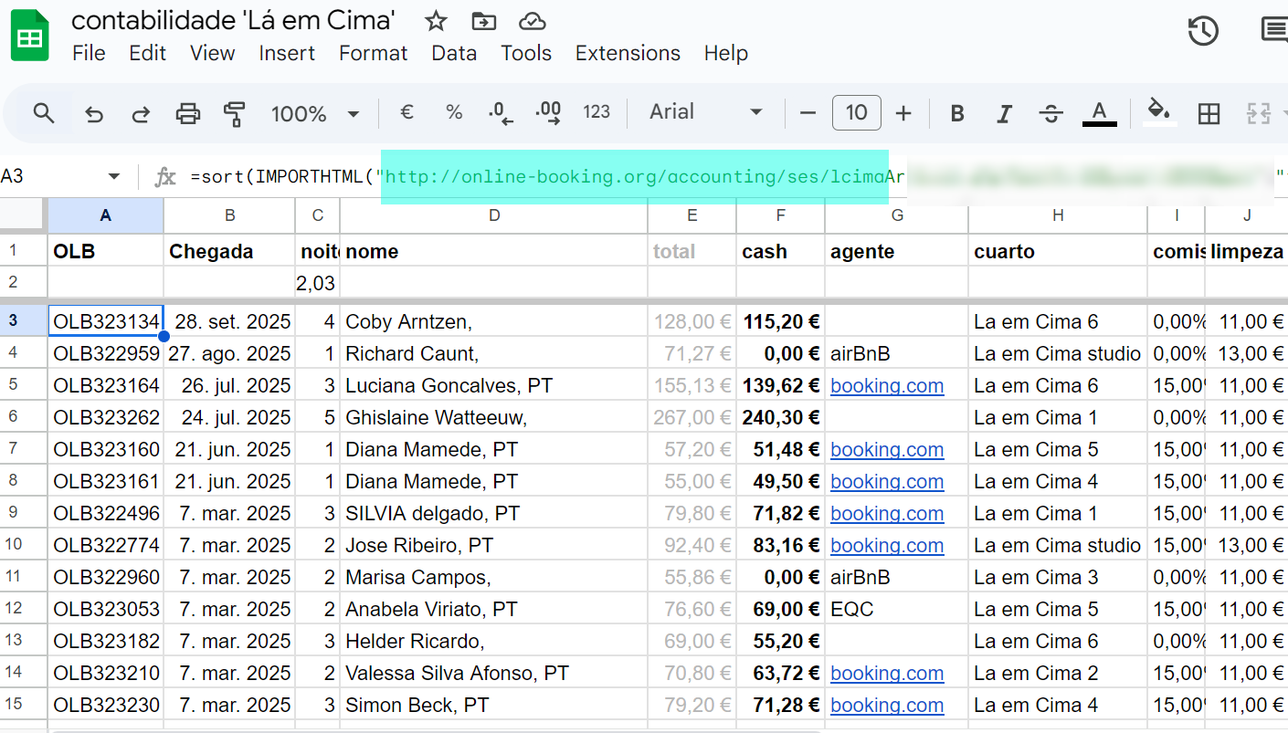 google sheets